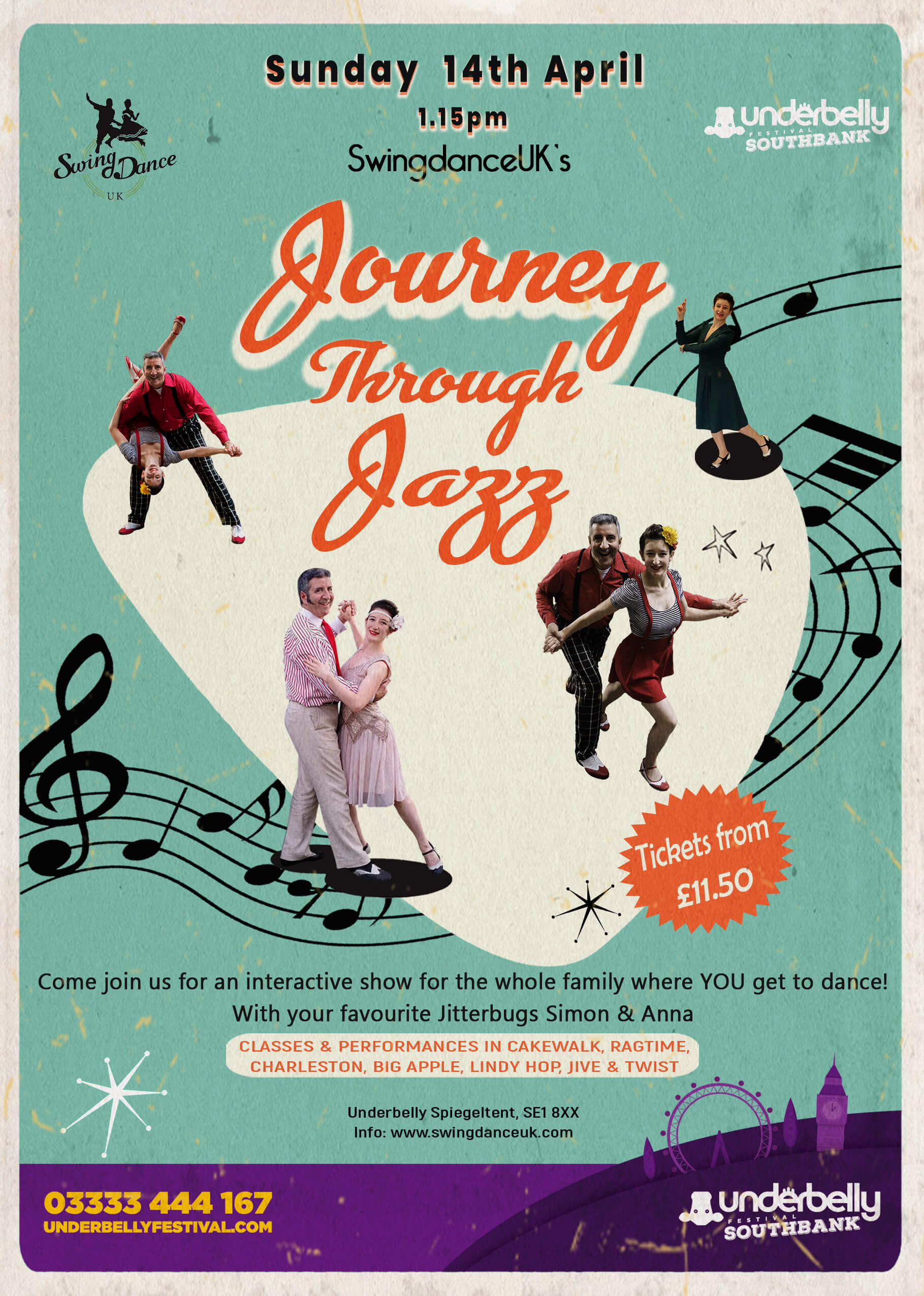 SwingdanceUK's Journey Through Jazz 14 April Underbelly Festival